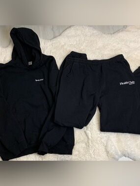 Sporty & Rich Black Hoodie and Joggers Sweat Suit Size XL